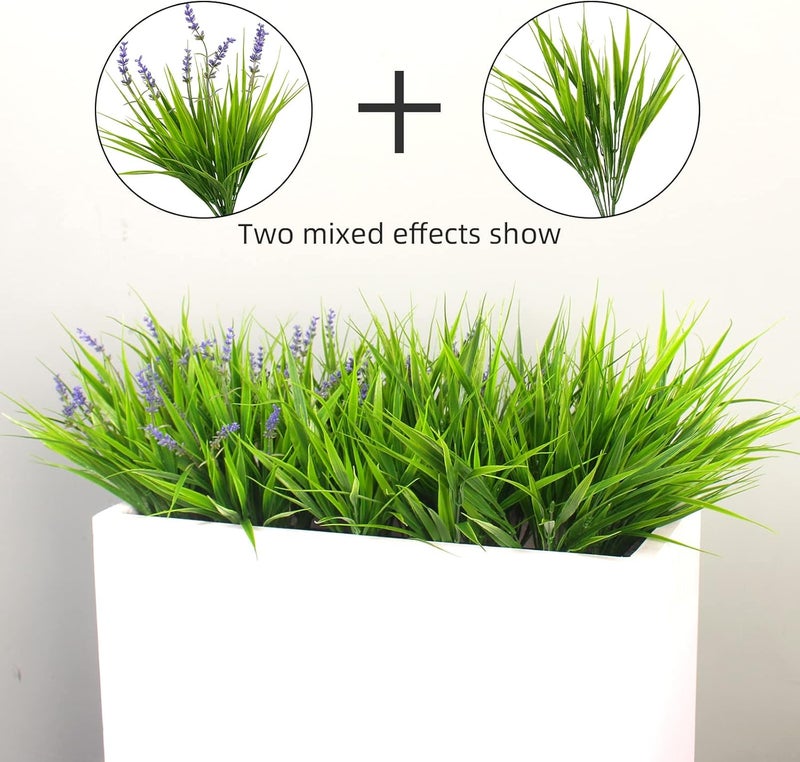 alyptus 12 Bundles Artificial Plants Outdoor Fake Monkey Grass with Flowers for Pot UV Resistant Plant Decor for Window Garden Patio Hanging Planter Pathway Front Porch (Grass with Flowers) - Image 5