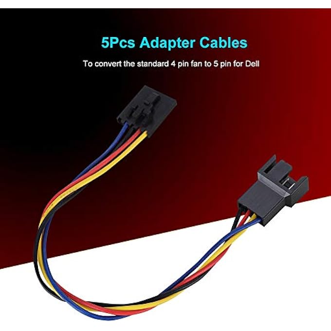 rayihni 1 5PCS 5PIN TO 4PIN ADAPTER CABLE, 4 PIN TEMPERATURE CONTROL FAN INTERFACE CONNECTOR CONVERTER SUPPORT PWM TEMPERATURE CONTROL SPEED REGULATION COMPUTER DEDICATED FAN CABLE - Image 2