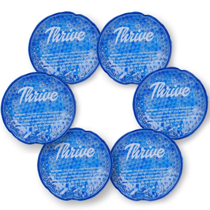 THRIVE Thrive Hot Cold Gel Ice Packs 6Count FSA HSA Approved Reusable Compress Ice Packs for Injuries Tired Eyes Sinus Relief Round with Cloth Backing