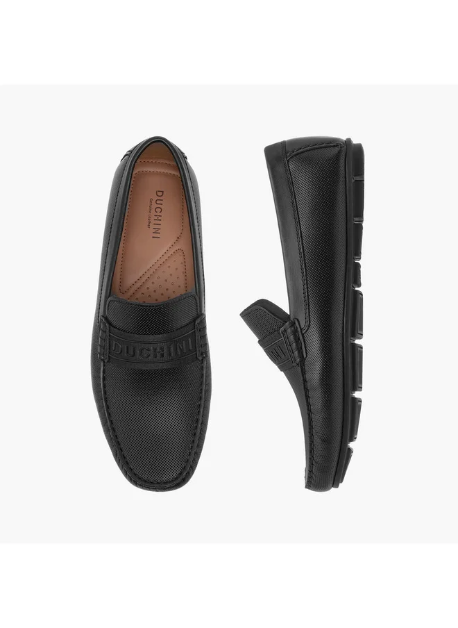 DUCHINI Men's Textured Slip-On Moccasins