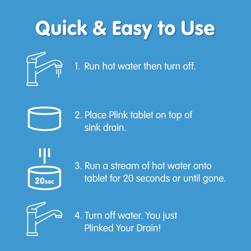 Plink Fizzy Drain Freshener and Cleaner, Prevents Clogs and Removes Odors in Household Sinks, Lemon Scent, 6-Pack - Image 3