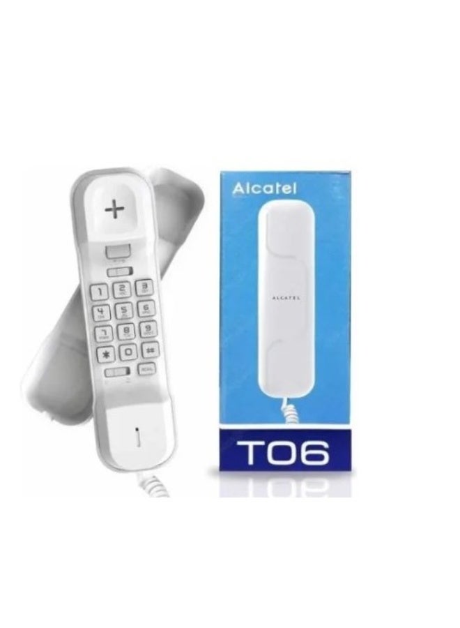 ألكاتل تليفون ألكاتيل T06 أبيض – جودة صوت واضحة، تصميم صغير، سلك قوي، تركيب سهل، ومتانة عالية - Image 3