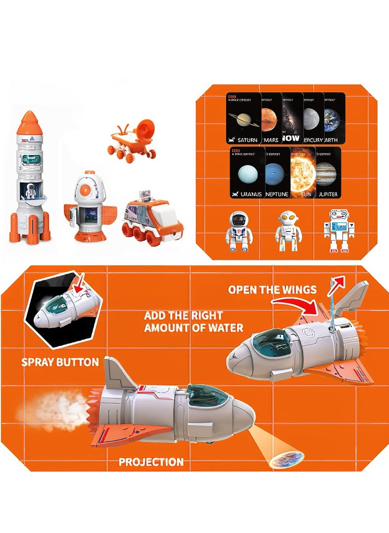 SYOSI 5 in1 Space Toy for Kids Aerospace Model Space Figure Toys with Sound Lights Includes Space Shuttle Astronaut Figures Rover Station  - Image 5