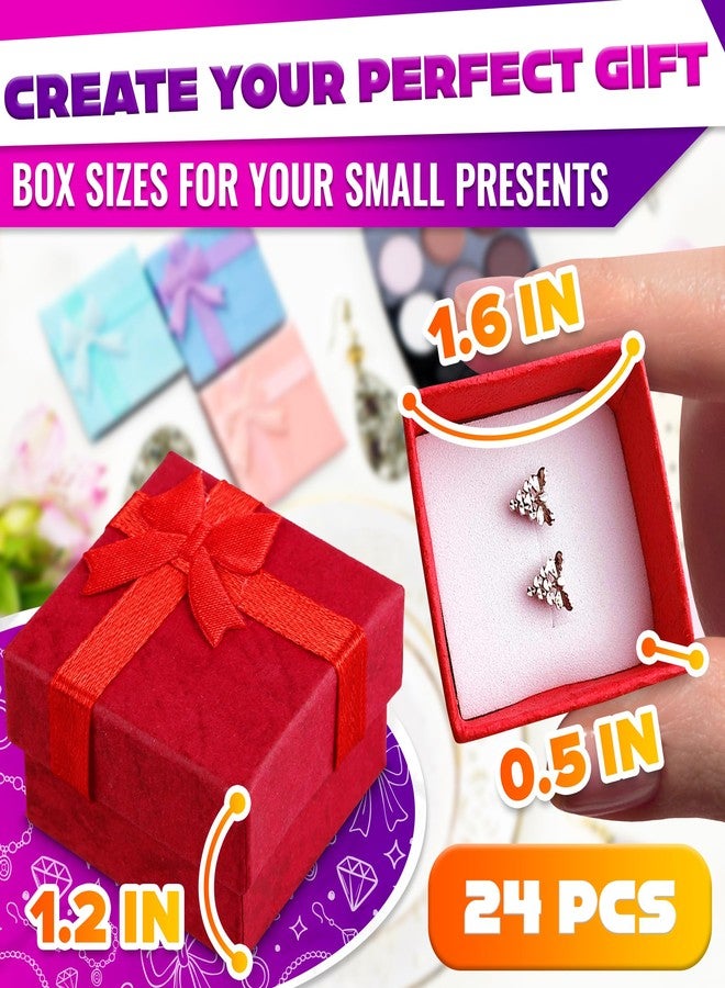 KETAR 24 Pcs Earring Boxes for Jewelry Gift - Earring Gift Box for Studs & Rings 1.57x1.57”, Colorful Ring Boxes Bulk for Presents with Decorative Ribbon Bow - Compact Design for Christmas & Holiday Gifting - Image 2