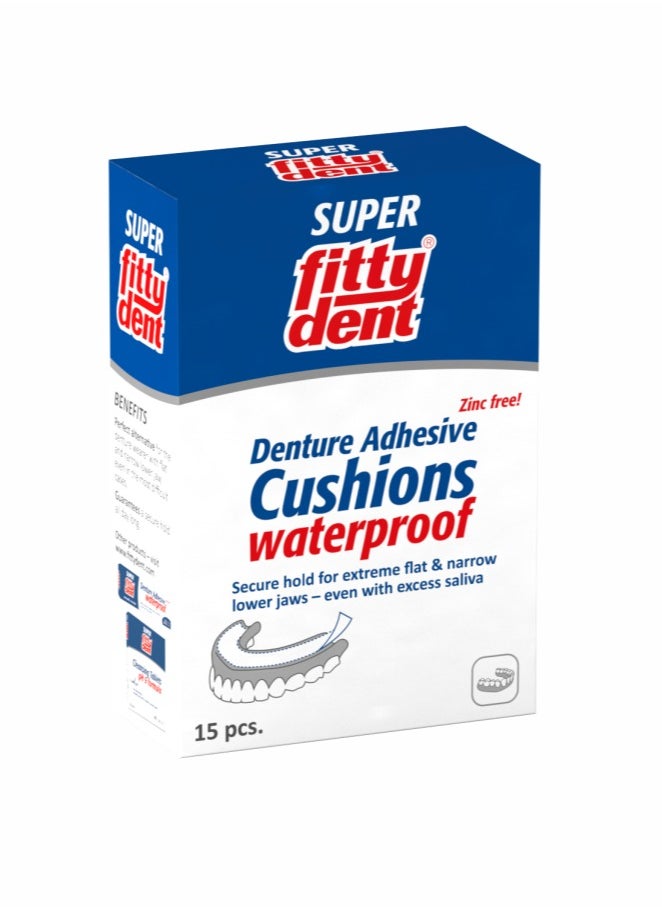 Fittydent - Denture Adhesive Cushions Waterproof, Zinc Free-  15pcs - Image 1