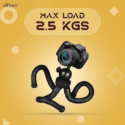 HIFFIN Flexible Gorillapod Tripod with 360° Rotating Ball Head Tripod for All DSLR Cameras(Max Load 2.5 kgs) & Mobile Phones + Free Heavy Duty Mobile Holder(Black) (12 Inch, Black) - Image 3