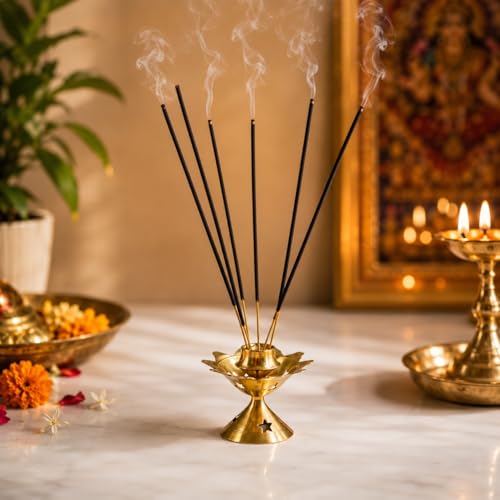 SpillboxBrass Incense Stick Holder Stand | Holder | Burner with Ash Catcher Agarbatti | Batti Stand | Plate | Dhup | Dhoop Best for Puja | Pooja Your Mandir Home & Office Decoration - Star Agarbatti - Image 3