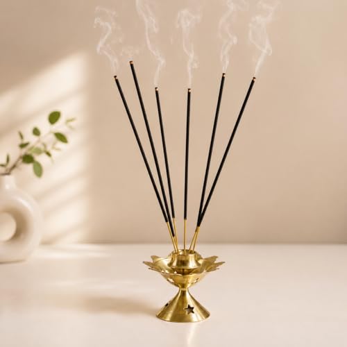 SpillboxBrass Incense Stick Holder Stand | Holder | Burner with Ash Catcher Agarbatti | Batti Stand | Plate | Dhup | Dhoop Best for Puja | Pooja Your Mandir Home & Office Decoration - Star Agarbatti - Image 5