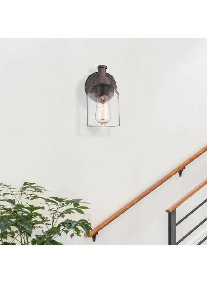 Zeyu Vanity Sconces Wall Lighting 2 Pack, Farmhouse Bathroom Vanity Light Fixture with Clear Glass Shade, Oil Rubbed Bronze Finish, ZG33B-2 ORB - Image 3