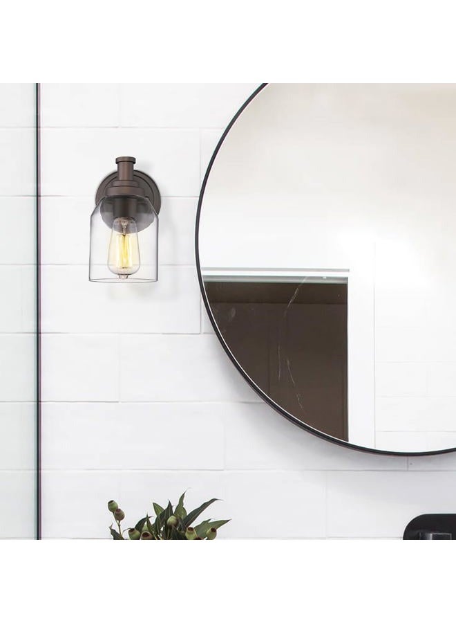 Zeyu Vanity Sconces Wall Lighting 2 Pack, Farmhouse Bathroom Vanity Light Fixture with Clear Glass Shade, Oil Rubbed Bronze Finish, ZG33B-2 ORB - Image 5
