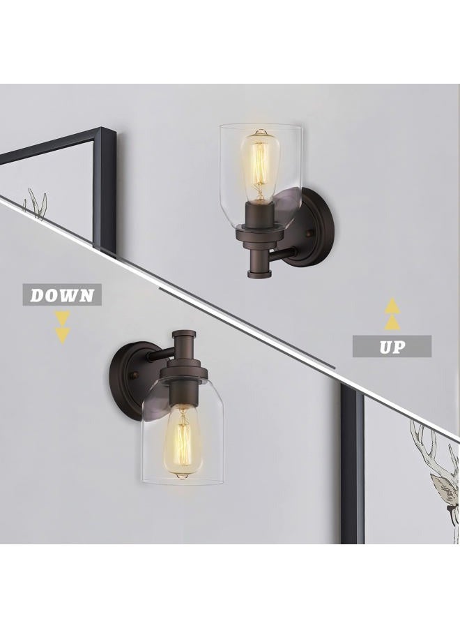 Zeyu Vanity Sconces Wall Lighting 2 Pack, Farmhouse Bathroom Vanity Light Fixture with Clear Glass Shade, Oil Rubbed Bronze Finish, ZG33B-2 ORB - Image 2
