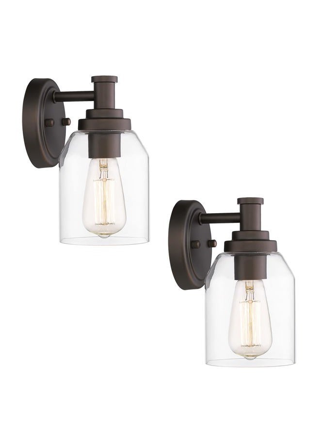Zeyu Vanity Sconces Wall Lighting 2 Pack, Farmhouse Bathroom Vanity Light Fixture with Clear Glass Shade, Oil Rubbed Bronze Finish, ZG33B-2 ORB - Image 1