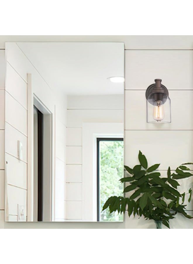 Zeyu Vanity Sconces Wall Lighting 2 Pack, Farmhouse Bathroom Vanity Light Fixture with Clear Glass Shade, Oil Rubbed Bronze Finish, ZG33B-2 ORB - Image 4