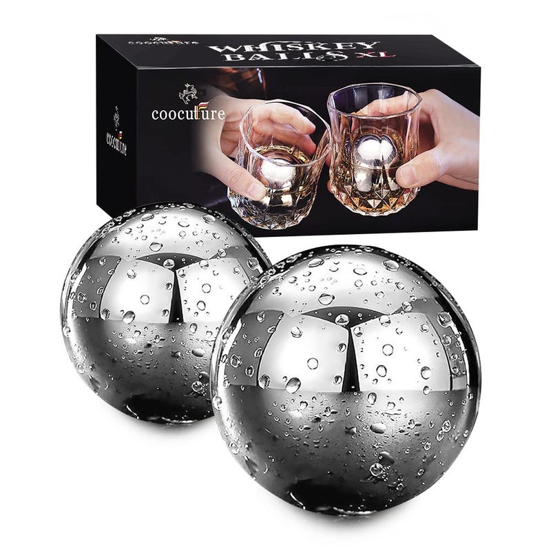 Whiskey Balls Reusable Stainless Steel Metal Ice Sphere Cubes Beverage Chilling Rocks Whiskey Stones for Red Wine Bar Beer Scotch Vodka Drinks