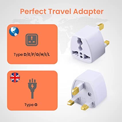 KAVANA (5 pcs) India to UK Adapter, UAE, Hong Kong, Dubai Adapter - Perfect for Laptop, Camera Charger - Type G Travel Adapter - Image 3