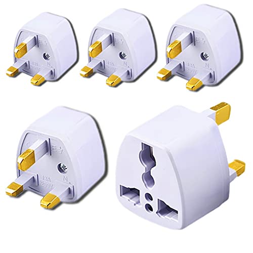 KAVANA (5 pcs) India to UK Adapter, UAE, Hong Kong, Dubai Adapter - Perfect for Laptop, Camera Charger - Type G Travel Adapter - Image 1