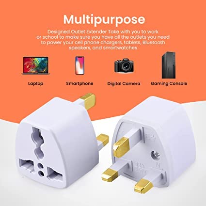 KAVANA (5 pcs) India to UK Adapter, UAE, Hong Kong, Dubai Adapter - Perfect for Laptop, Camera Charger - Type G Travel Adapter - Image 4