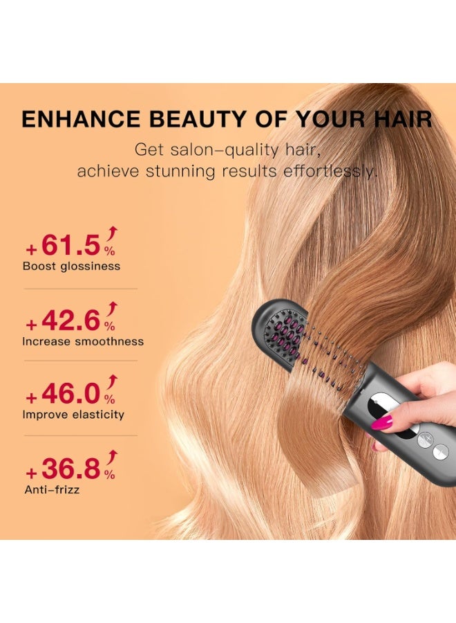 AIKMADIN Mini Hair Straightening Brush Comb with MCH Heating Technology Thermal Beard Comb Brush Electric Hot Straightening Comb - Image 5