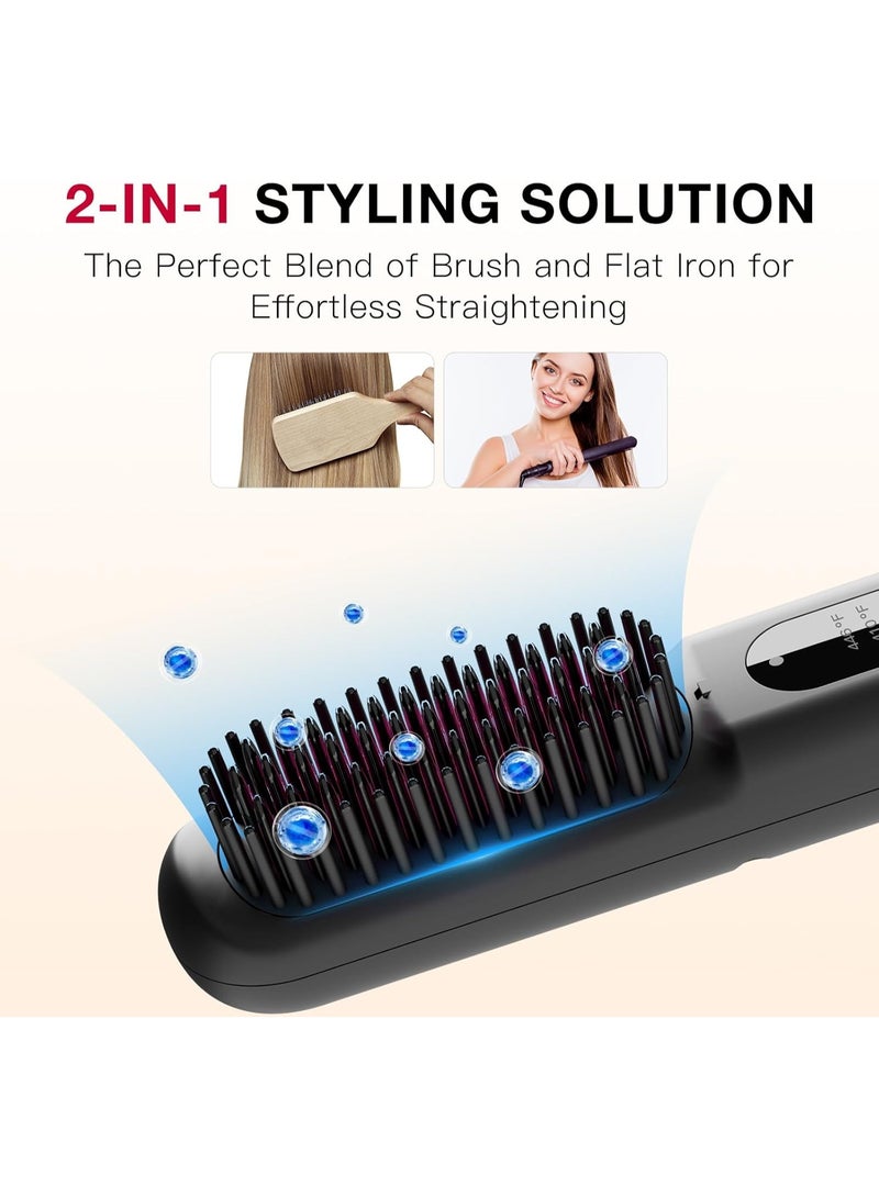 AIKMADIN Mini Hair Straightening Brush Comb with MCH Heating Technology Thermal Beard Comb Brush Electric Hot Straightening Comb - Image 3