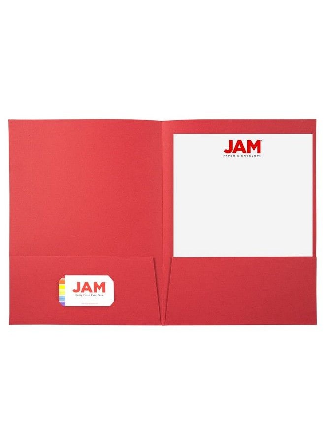 JAM Paper Two Pocket Textured Linen Presentation Folders Letter Size Business Folder Red 6 Pack  - Image 3