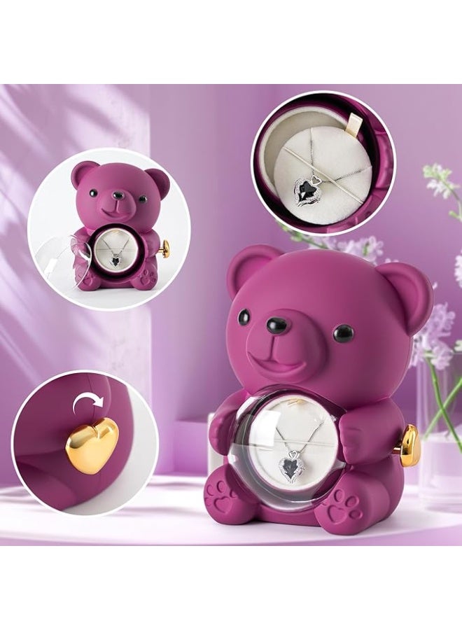 دبدوب هدية يحمل وردة داخل كرة شفافة – تصميم فاخر ومثالي للهدايا الرومانسية والمناسبات (هدية عيد الحب -هدية للحبيبة - هدية للبنات ) لون بنفسجى - Image 1