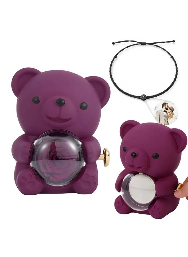 دبدوب هدية يحمل وردة داخل كرة شفافة – تصميم فاخر ومثالي للهدايا الرومانسية والمناسبات (هدية عيد الحب -هدية للحبيبة - هدية للبنات ) لون بنفسجى - Image 2