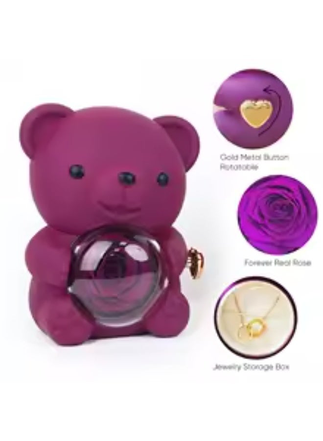 دبدوب هدية يحمل وردة داخل كرة شفافة – تصميم فاخر ومثالي للهدايا الرومانسية والمناسبات (هدية عيد الحب -هدية للحبيبة - هدية للبنات ) لون بنفسجى - Image 3