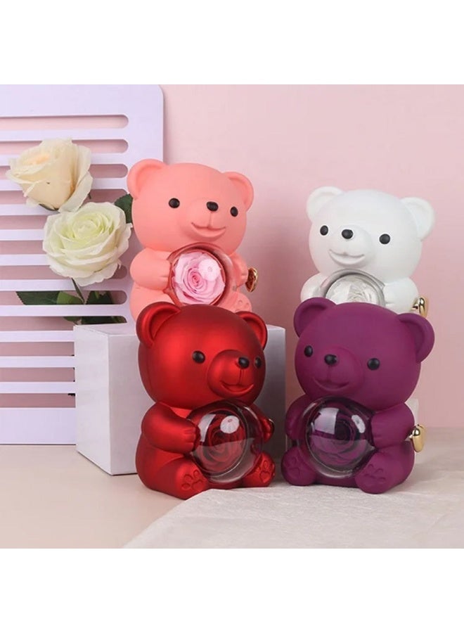 دبدوب هدية يحمل وردة داخل كرة شفافة – تصميم فاخر ومثالي للهدايا الرومانسية والمناسبات (هدية عيد الحب -هدية للحبيبة - هدية للبنات ) لون بنفسجى - Image 5