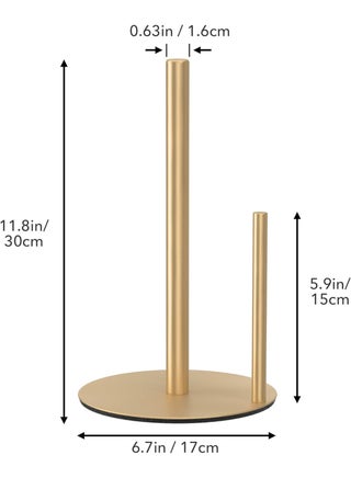 、Golden kitchen paper towel rack, high-quality stainless steel kitchen paper towel rack, for organizing kitchen paper towels, countertop paper towel dispenser, with weighted base (gold) - view 3
