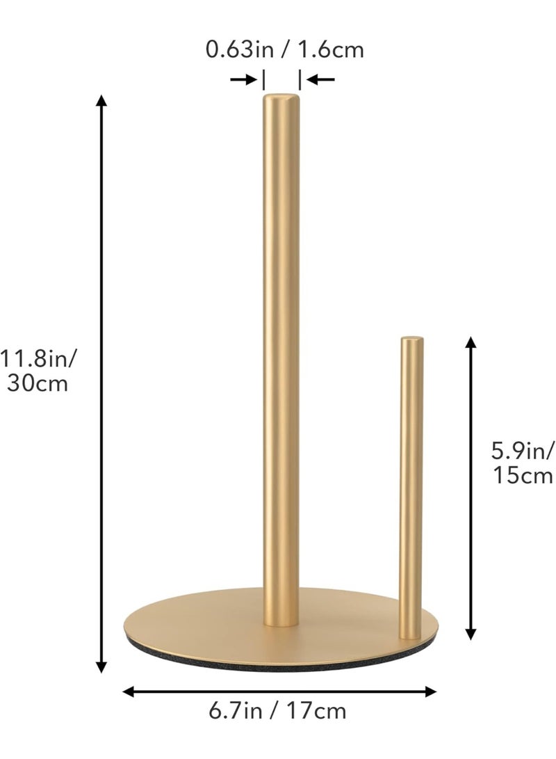سوفام رف المناشف الورقية للمطبخ الذهبي، رف المناشف الورقية للمطبخ الاستانلس ستيل عالي الجودة، لتنظيم المناشف الورقية للمطبخ، موزع المناشف الورقية منضدة السطح، مع قاعدة الوزن (ذهبية) - Image 3