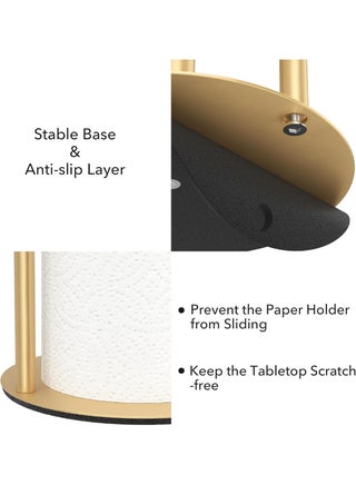 、Golden kitchen paper towel rack, high-quality stainless steel kitchen paper towel rack, for organizing kitchen paper towels, countertop paper towel dispenser, with weighted base (gold) - view 5
