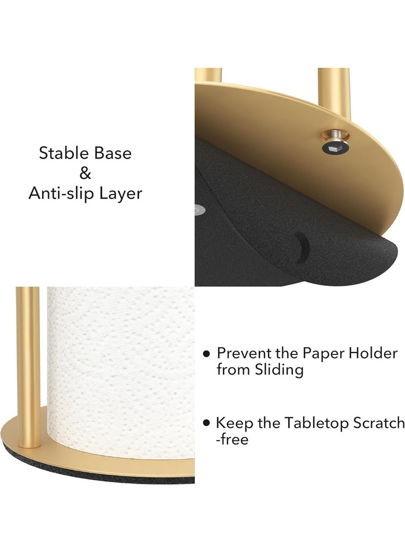 سوفام رف المناشف الورقية للمطبخ الذهبي، رف المناشف الورقية للمطبخ الاستانلس ستيل عالي الجودة، لتنظيم المناشف الورقية للمطبخ، موزع المناشف الورقية منضدة السطح، مع قاعدة الوزن (ذهبية) - Image 5
