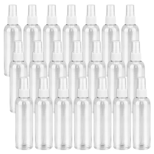 SINJEUN 21 Pack Clear Plastic Spray Bottles with Caps, 8 oz Spray Bottles Mist Sprayer, Refillable Empty Fine Mist Spray Bottle Mini Travel Size Spray Bottles, Leak Proof and BPA-Free - Image 1