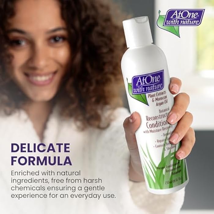 AtOne with Nature Reconstructor Conditioner - Restore and Strengthen Hair with Rosemary Extracts, Shea Butter, and Argan Oil - 8 Fl. Oz - Image 4