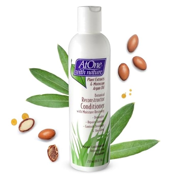 AtOne with Nature Reconstructor Conditioner - Restore and Strengthen Hair with Rosemary Extracts, Shea Butter, and Argan Oil - 8 Fl. Oz - Image 1