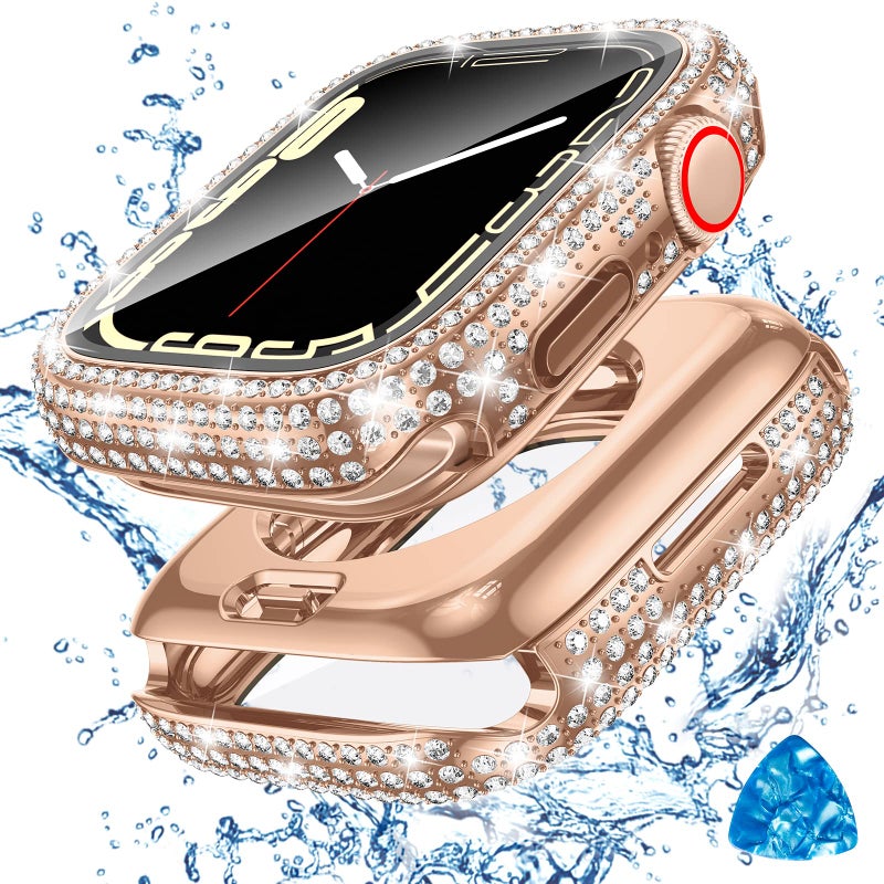 Tensea [2 in 1 for Waterproof Apple Watch Screen Protector Case SE 2nd Generation SE 6 5 4 40mm Accessories, iWatch Hard Diamond Front and Back Bumper Case with Tempered Glass Film, Bling Face Cover - Image 1