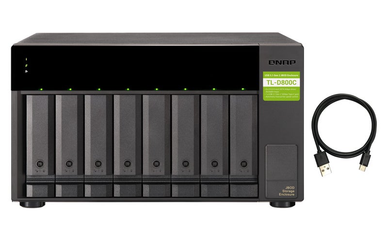 QNAP TL-D800C 8 Bay Desktop JBOD Storage Enclosure with USB 3.2 Gen 2 Type-C Connectivity - Image 1