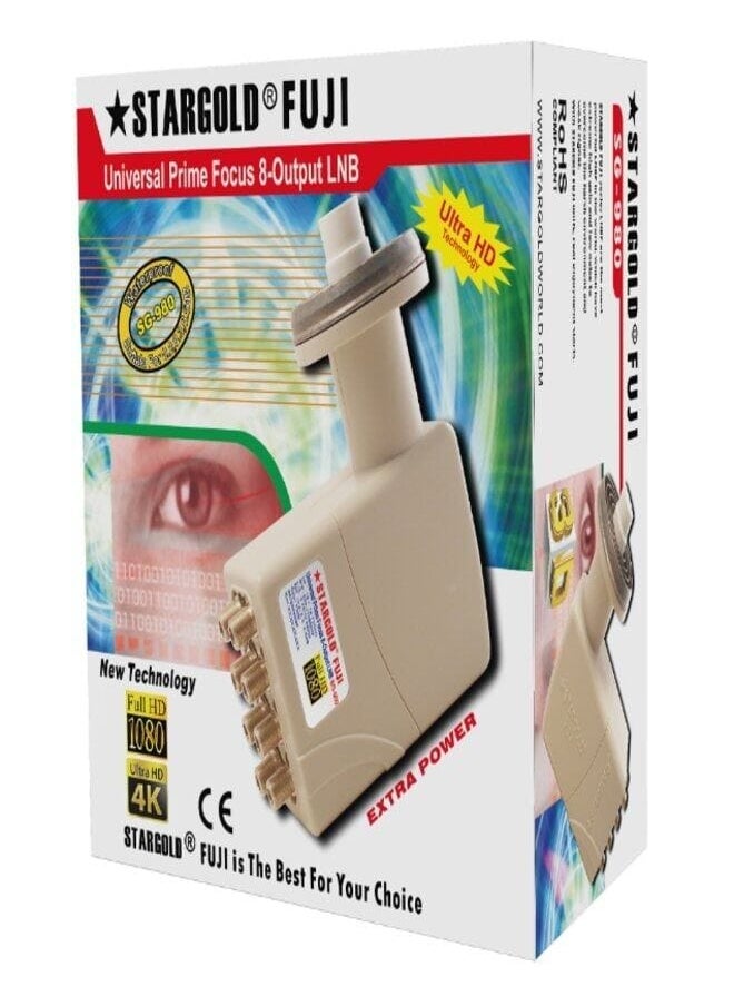 Stargold - Full Hd Fuji Octo Lnb Universal Prime Focus High Performance Digital Reception With Gain 70Db Low Visual Impact L.O 9.75 10.60Ghz Outstanding Linearity Waterproof - Image 1
