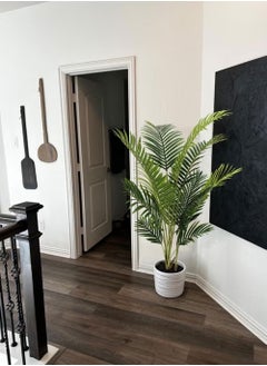 Rock Pow Artificial Areca Palm Plant Fake Tropical Palm Tree, Faux Dypsis Lutescens Plants in Pot for Indoor Outdoor House Home Office Garden Modern Decoration Housewarming Gift-Set  - Image 5