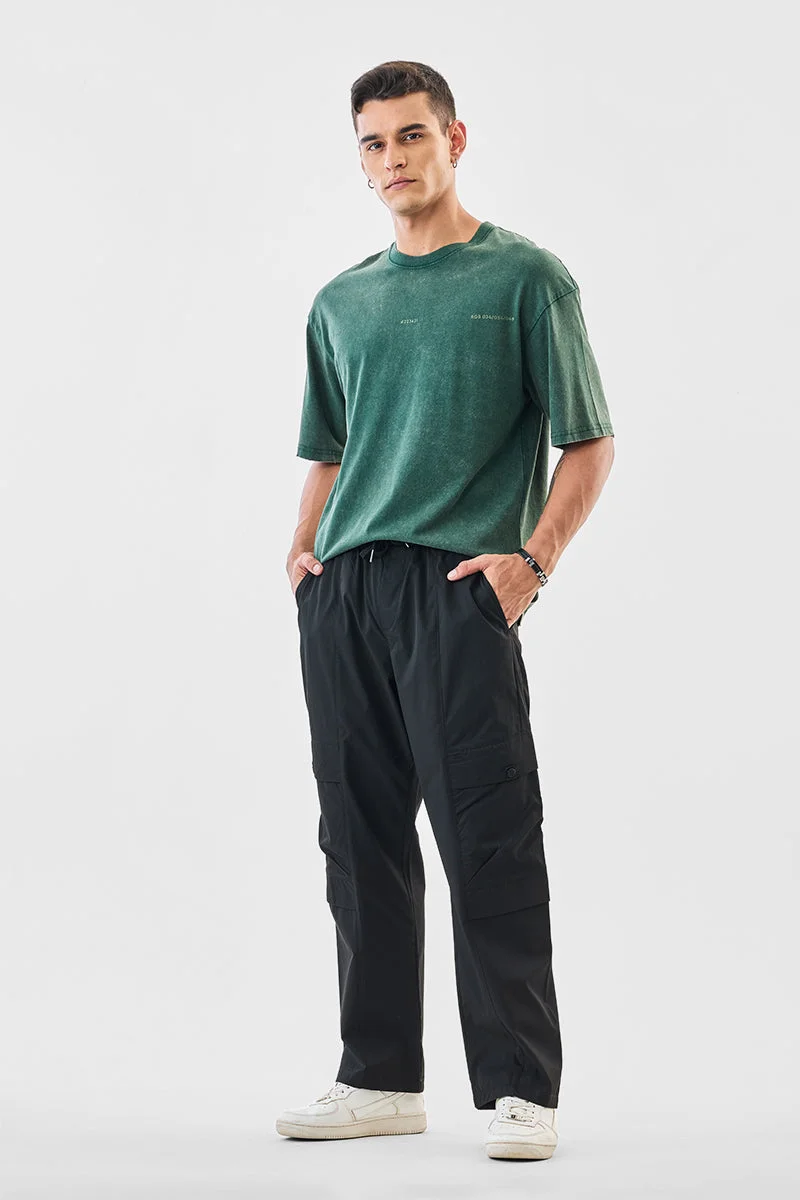 سنيتش Black Solid Relaxed Streetwear Cargo