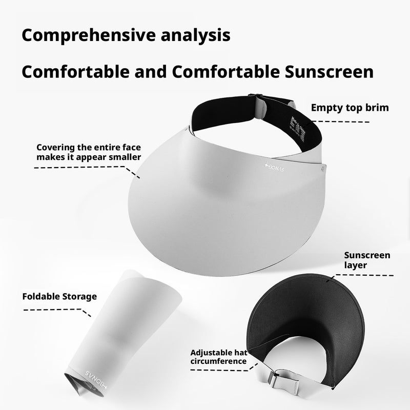Bonas Sun Protection Hat UV Protection Summer Large Brim Hollow Top Visor Foldable Seamless Sun Hat - Image 1