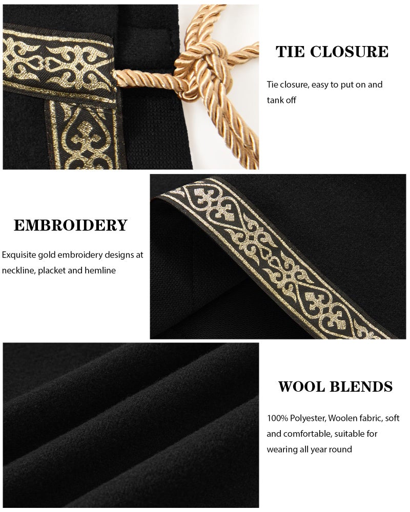 Runcati Mens Renaissance Shawl Half Shoulder Cape Medieval Samurai Cloak LARP Warrior Ren Faire Halloween Costume - Image 5