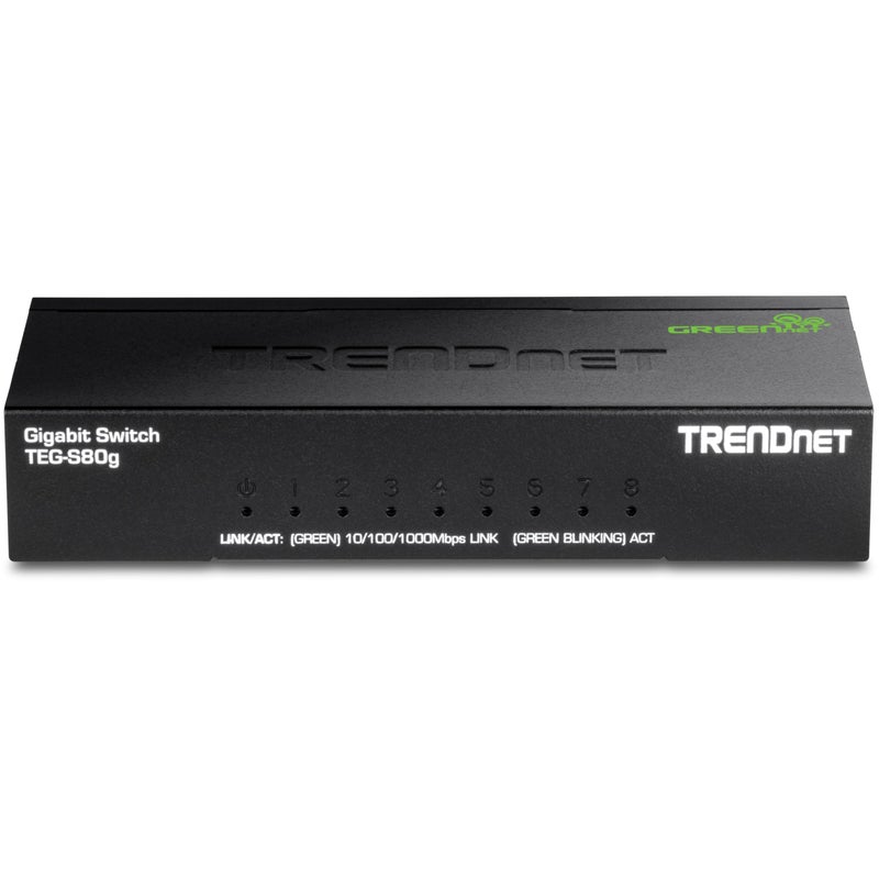 TRENDnet 8-Port Mini Gigabit Switch, TEG-S80g, Ethernet Splitter, NDAA + TAA Compliant, Desktop Metal Ethernet Network Switch, 8 x Gigabit Ports, Fanless, Lifetime Protection, Black - Image 4