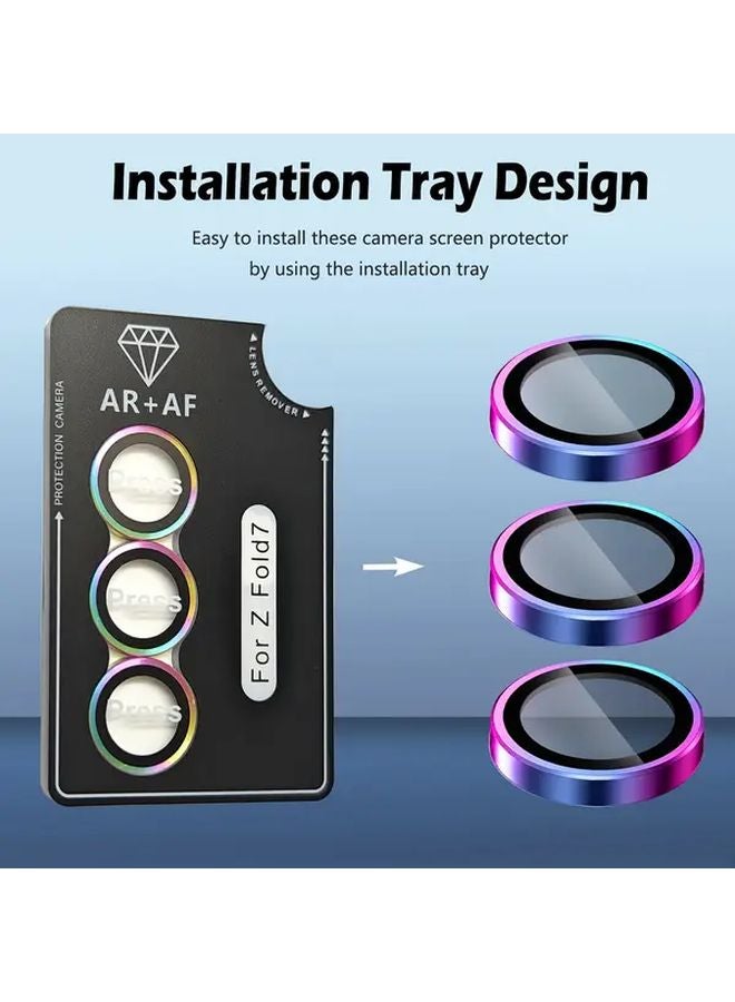 حامي عدسة الكاميرا الأزرق لسامسونج جالاكسي زد فولد 7 مقسى ومتوافق مع الغطاء - Image 4