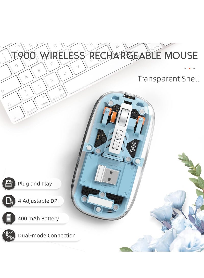 إف ماوس ماوس لاسلكي شفاف مغناطيسي ثلاثي الأوضاع بطول 10 متر: تقنية حديثة وتصميم صامت فريد وشفاف لتجربة مستخدم متميزة - أزرق - Image 5
