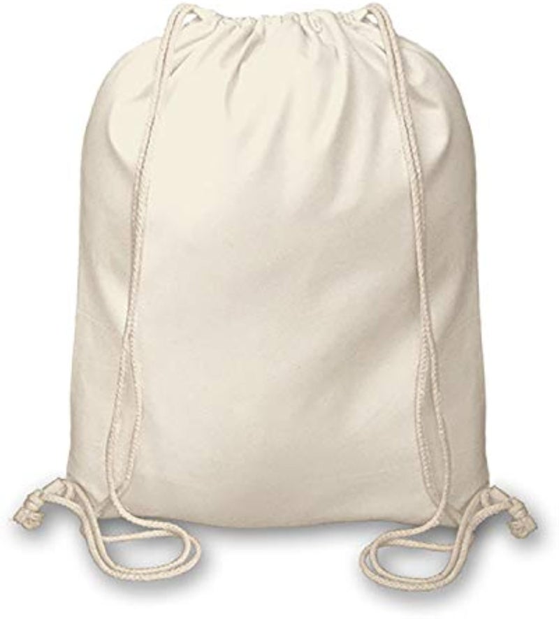 D&H CLOTHING UK Pack of 1/3/5/10/25/50/100/250 Premuim Plain Natural Cotton Shopping School Bags Rucksacks Drawstring School Gym PE Book P E Eco Friendly Shoppers - Image 1