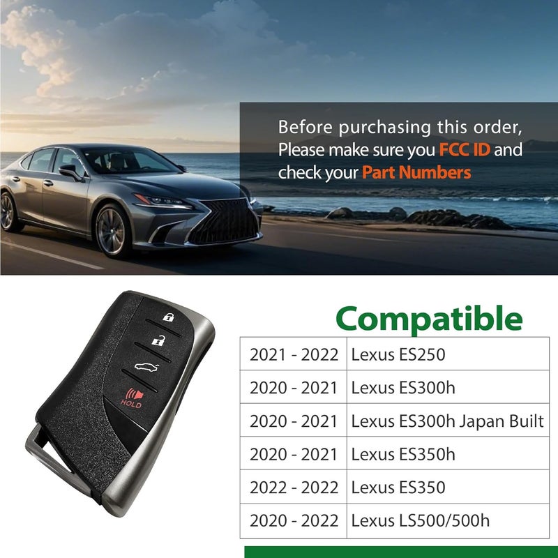 Keylessbest Car Key Fob Remote Keyless Entry Control HYQ14FBZ 315MHz 4 Button Replacement for Lexus Models - Image 5