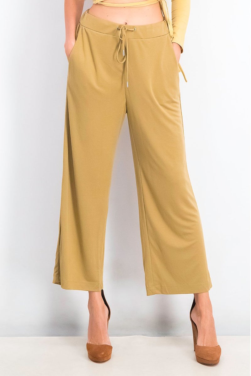 ESPRIT Women Regular Fit Drawstring Plain Pants, Brown - Image 1