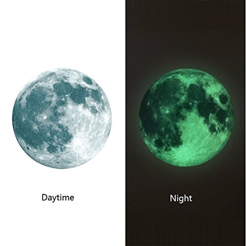 Desi Rang Glow in The Dark Moon Large 30 cm Green Color (in Day) Wall Sticker 3D Luminous Ceiling Decal for Kids Bedroom, Nursery & Home Decor Self-Adhesive Radium Starry Astronomy Sky Set - Image 2