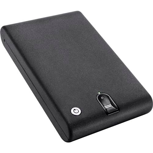 Barska Biometric Compact Portable Safe – Fingerprint Access, Steel Cable, Backup Keys, Mountable Design – for Travel, Home, Office, or Car Security - Image 1